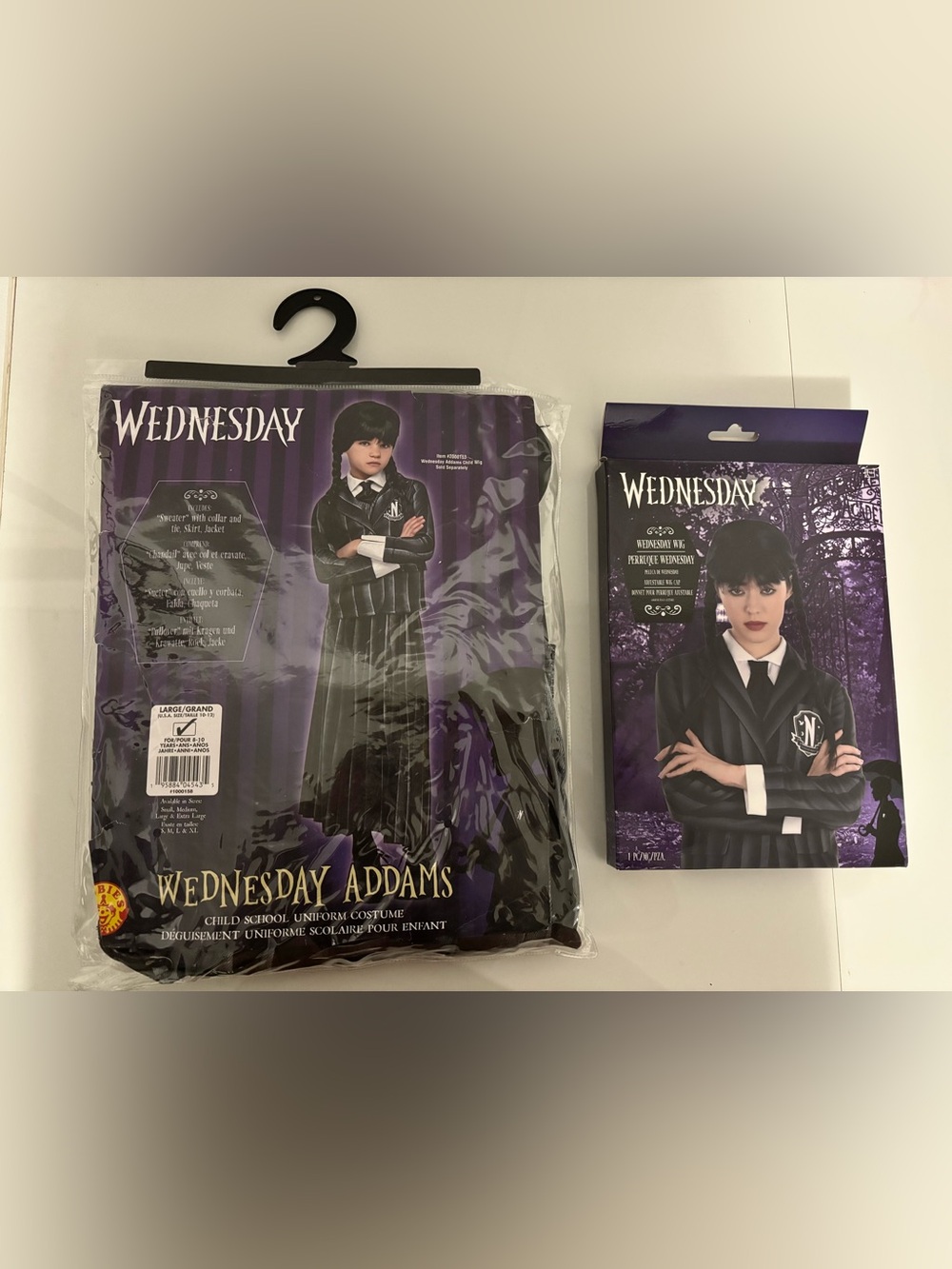 Rubies Wednesday Addams Child School Uniform Costume Size 10-12 Wig Included NWT